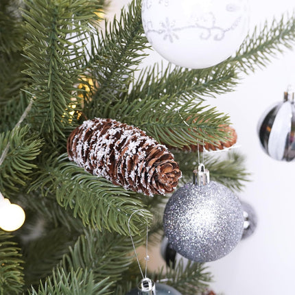 Winlyn 20 Pcs Christmas Natural Pine Cone Picks Snowy Spruce Pine Cones 5.9" Christmas Tree Decorations Hanging Pinecones for Christmas Tree Wreath Garland DIY Crafts Holiday Party Centerpiece