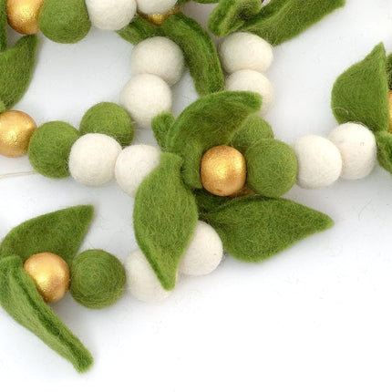 Glaciart One Magnolia Leaf Garland - Faux Greenery for Living Room, Bedroom, Nursery - Natural Zealand Wool, Hand Felted in Nepal - Suitable for Christmas, Thanksgiving, Wedding Decorations - 7ft.