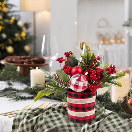 Small Christmas Tree Tabletop Christmas Tree Mini Artificial Christmas Tree Decorations with Red Berry Pine Cone Christmas Decorations for Table Fireplace Mantel
