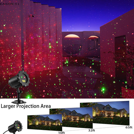 Laser Christmas Projector Lights Outdoor, d Christmas Laser Lights Landscape Spotlight Red and Green Star Show with Remote Control, Holiday Projector Decorations for House/Garden/Party