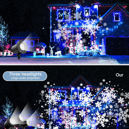 Snowflake Projector Light Outdoor, est IP65 Waterproof Christmas LED Lights,Rotating Snowfall Lamp Brighter LED Landscape for Xmas Holiday Indoor Outdoor Garden Party Decoration