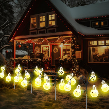 4 Pack Christmas Solar Lights Outdoor Santa Claus Solar Powered Garden Stake Lights Waterproof Xmas Pathway Lights for Holiday Patio Yard Garden Walkway Outside Decorations (Snowman)