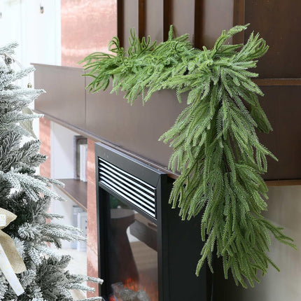 6 Feet Christmas Garland, Natural Touch Garland Artificial Pine Greenery Garland for Indoor Outdoor Home Fireplace Staircase Christmas Decorations
