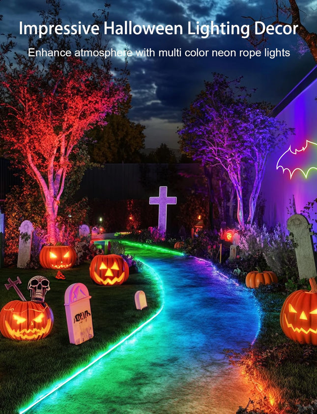 LED Neon Lights, 32.8FT RGB Neon Rope Lights App Control,IR Remote,Music Sync,IP67 Waterproof,Flexible DIY Design for Bedroom,Living Room,Gaming Room,Party,Outdoor,Christmas Decor