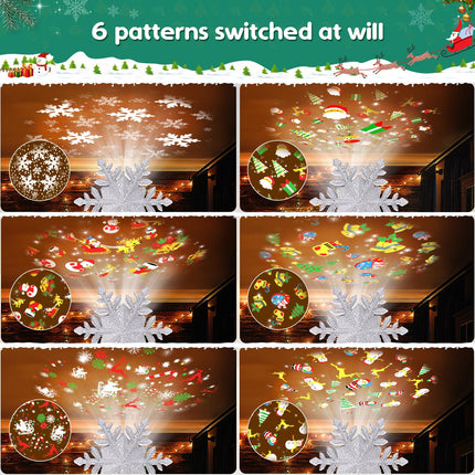 Mrrihand Christmas Tree Topper Lighted with 6 Projection Modes, Built-in 360° LED Rotating Projector Christmas Tree Star, 3D Snowflake Design for Xmas Holiday Christmas Tree Decoration-Silver
