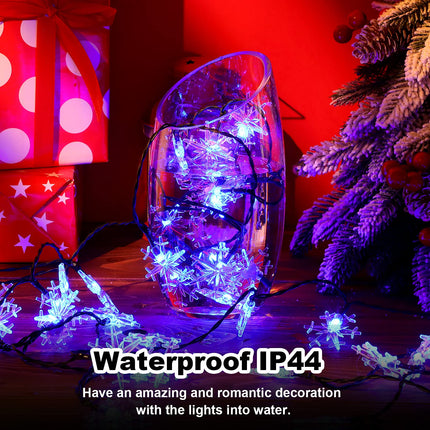 Mudder Bigger 33ft 80 Christmas LED Snowflake Lights Solar Powered Tiny Lights String Lights Waterproof String Lights for DIY Wedding Party Holiday (Blue Light)