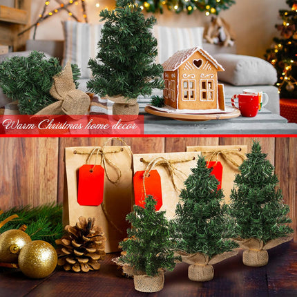 Yinder 8 Pcs Mini Christmas Tree 7.87 Inch 11.81 Inch Miniature Artificial Christmas Tree Small Fake Xmas Pine Tree with Base for Winter Mantel Village Home Kitchen Dining Table Holiday Decorations