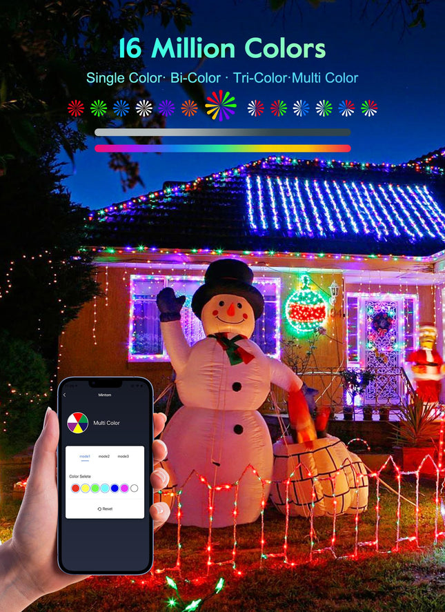 Minetom 168Ft Smart Christmas String Lights, 600 LEDs Twinkle Christmas Tree Lights String- WiFi Fairy Lights for Christmas Trees Garland Wreath Wedding Indoor Outdoor Holiday, RGB