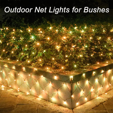 300LED Net Lights, 14.8ft x 5ft 8 Modes Connectable Christmas Outdoor String Mesh Lights, Waterproof Decorative Fairy Lights Plug in for Xmas Tree Bushes Holiday Garden Wedding Party - Warm White