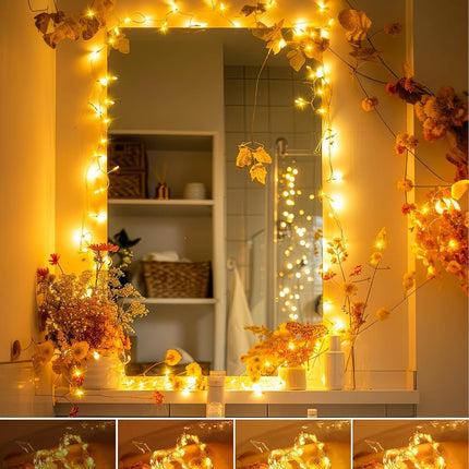 Smart USB Fairy Lights Plug in, 33Feet 100LEDs Bluetooth Twinkle Lights with Timer and Remote, App Control Starry String Lights for Wreath Wedding Party Indoor Christmas Decoration, Warm White