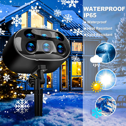 Christmas Snowflake Lights, d Christmas Projector Lights Outdoor, Christmas Yard Decorations Outdoor, Waterproof LED Snowfall Projector Lights for Xmas Holiday Party Wedding Garden Patio