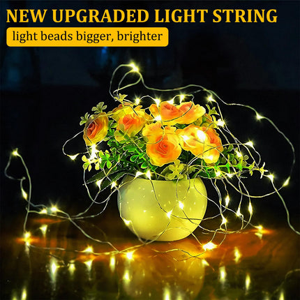 Timer Battery Twinkle Mini Fairy Lights, 1 Pack 200 LED 33ft Dark Green Wire,Firefly Starry LED String Lights Warm White for Wedding Party Christmas Tree Decorations Bedroom Decor