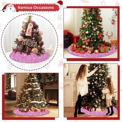 Pink Tree Skirt 36 inch Sequin Christmas Tree Skirts for 6ft Christmas Tree Sequins Embroidered Tree Skirt Round Velvet Christmas Tree Skirt Cover for Winter Holiday Family Party Tree Ornaments