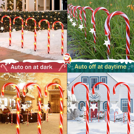 12 Packs Candy Cane Light Pathway, Outdoor Christmas Decorations 22’’ Solar Candy Cane Light Christmas Decorations Outside Solar Christmas Light Waterproof with 8 Modes for Garden Patio Yard