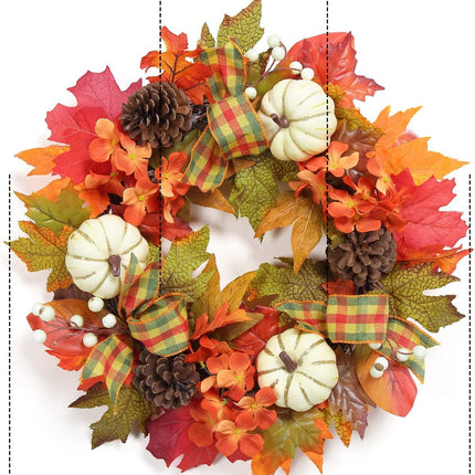 Adeeing 20" Fall Wreath for Front Door, Autumn Wreath with Pumpinks Pinecones Maple Leaves, Fall Decor for Thanksgiving Harvest Home Outside Indoor Wall Porch