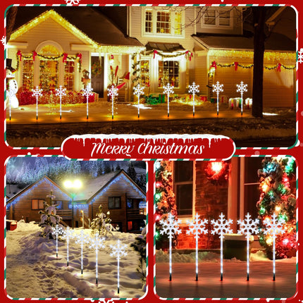 RJZZ Solar Christmas Lights 5 Pack Snowflake Lights Outdoor with 8 Lighting Modes Christmas Lights Outdoor Decorations IP65 Waterproof Christmas Pathway Lights Outdoor for Yard Garden Sideway Walkway
