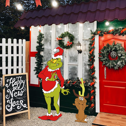 Christmas Decorations Indoor Christmas Tree Decor - 2pcs Lighted Green Gnome Christmas Yard Signs Welcome Signs with LED String Lights Back Braces for Yard Garden Lawn Christmas Outdoor Decor