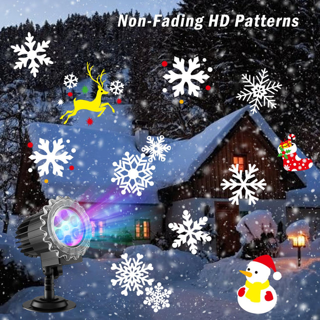 Matekxy Christmas Snowflake Decorations Projector Lights Outdoor, Latest Holiday Decor Light with 10 Holiday Slides 80 Patterns for Halloween Thanksgiving Year Easter Birthday