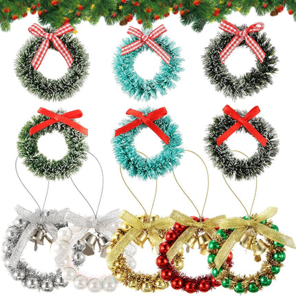 30 Pieces Mini Christmas Wreaths Artificial Christmas Wreath Wreaths Xmas Wreaths with Bows Christmas Tree Hanging Decor for Christmas Dollhouse Party Crafts and Decorations