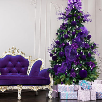 24 Pack Christmas Tree Ornaments - Artificial Flowers Glitter Berry Stems Christmas Floral Picks Branches for Xmas Tree Decorations Vase Filler Holiday Wedding Party Home Decor (Purple)