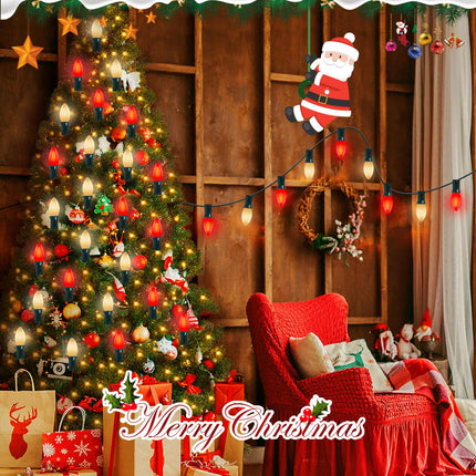 25FT Red and White LED Christmas Lights,LED Christmas Lights with 26 C9 Red White Shatterproof Plastic Bulbs,Connectable Red White Christmas Lights for Christmas Tree Roofline Indoor Outdoor Decor