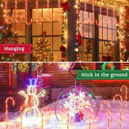 Luditek 29" Christmas Candy Cane Pathway Markers Set of 12 Christmas Outdoor Outside Decorations Lights 8 Blinking Modes Indoor Holiday Xmas Yard Patio Garden Walkway Decor