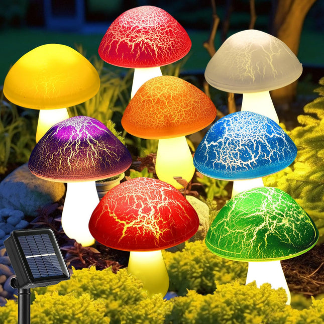 Solar Garden Decor Lights 8 est Crack Mushrooms Outdoor Decor Stake Lights, Waterproof Solar Pathway Lights Gardening s for Garden Gnomes Backyard Flower Bed Christmas Decorations