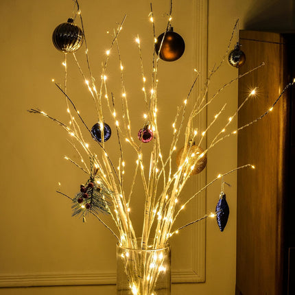 Bexdir Lighted Birch White Branches for Vase 33IN 180LED with Timer Plug in, Artificial Tree White Birch Twig for Christmas Home Decor Party Wedding Bedroom