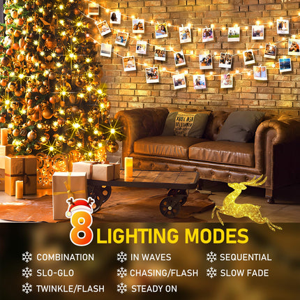 KNO 2-Pack Christmas String Lights Indoor Plug in, Total 120FT 360LED Warm White Outdoor Waterproof Fairy Lights,8 Lighting Modes,Timer Memory Function for Bedroom Patio Balcony Party