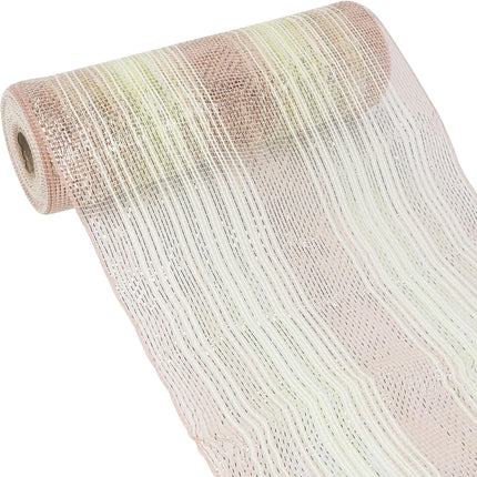 MEEDEE Christmas Mesh Ribbon for Wreath Gold Silver and Rose Gold Ombré Deco Mesh 10 Inch Christmas Metallic Mesh Crafts Supplies for Xmas Tree Garland Staircase Mailbox Centerpiece Swag (30 Feet)