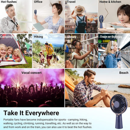 Mini Fan Portable, Personal Handheld Fan Hand Fan, 6 Hours Useage, 3 Speed Mini Desk Fan For Office Travel Camping For Kids