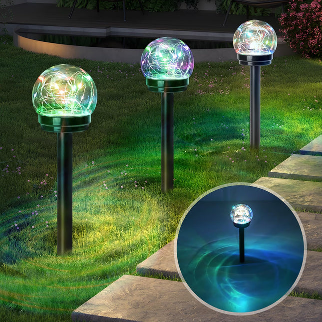 Solar Pathway Lights Outdoor Solar Garden Stake LED Colour Changing Globe Garden Lights,Decorative Yard Waterproof Lights Birthday s for Mom for Yard Patio Walkway Landscape (4 Pack)