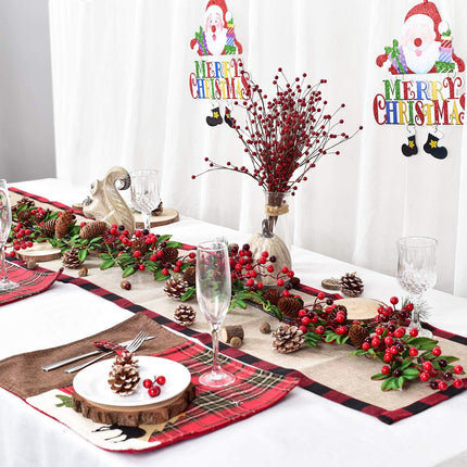 DearHouse 6FT Red Berry Christmas Garland with Pine Cone Garland Artificail Garland Indoor Outdoor Garden Gate Home Decoration for Holiday Winter Year Decor