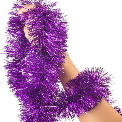 26.2 Ft Tinsel Garland Decoration for Holiday Tree Walll Home Office Event, Christmas, Birthday, Weddings, Party Decorations, Fluffy Twist for All-Season Indoor Outdoor Events - Purple