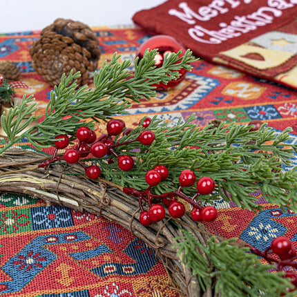 30 PCs Christmas Tree Picks Classic Christmas Picks 9.5 Inches Pine Needle Branches 6.5 Inches Red Holly Berry Stems for Winter Craft Wrapping Tree Garland Vase Floral Arrangements
