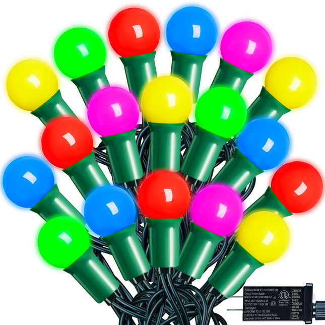 100LED G15 Christmas String Lights - 39ft globe Fairy Lights with Timing Function, Connectable, 8 Modes Christmas Lighting for House Party Xmas Tree Garland Christmas Decorations - Multi Color