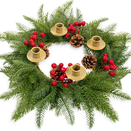 Rocinha Christmas Wreath Candle Centerpiece - Holiday Decorations for Traditions