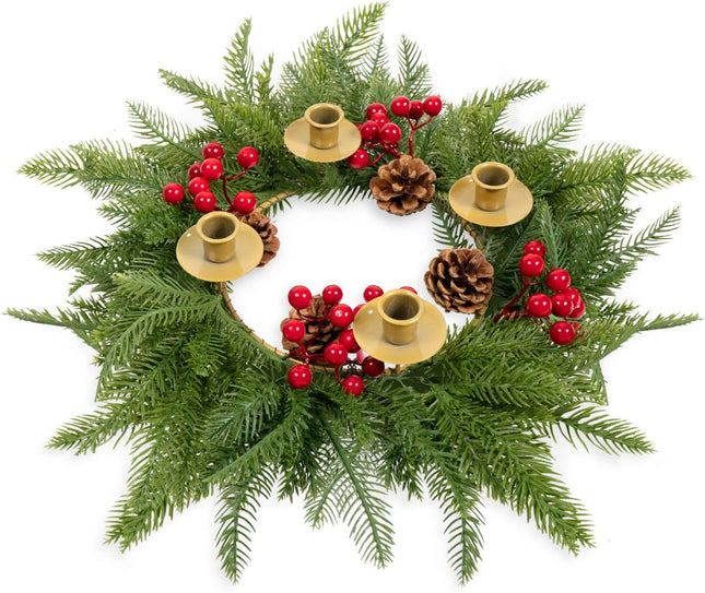 Rocinha Christmas Wreath Candle Centerpiece - Holiday Decorations for Traditions