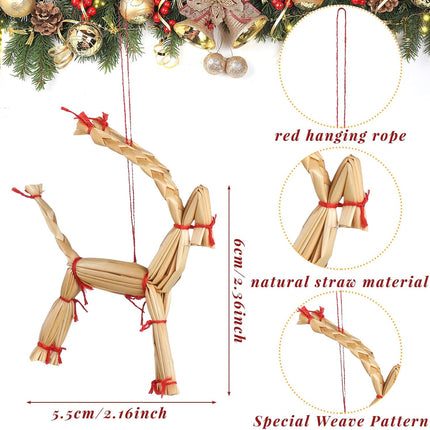 Gerrii Straw Ornaments Set Scandinavian Christmas Decorations Including Stars Snowflakes Hearts Angel Wreath Goats/Julbuck for Danish Norwegia Nnordic Christmas Tree (Vivid,27 Pcs)