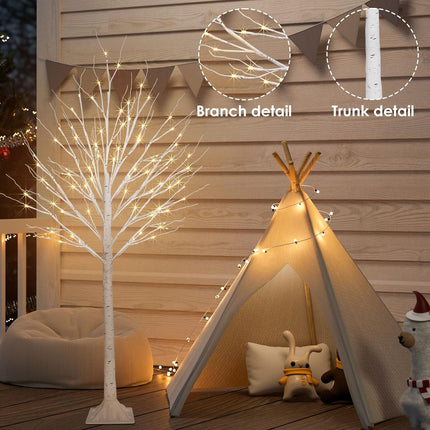 2 Pack 5FT 200LED Christmas Lighted Birch Tree, Timer Function Prelit Artificial Tree Lamp Plug in with Warm White Lights, Twinkling Twig Tree for Indoor Outdoor Christmas Decorations