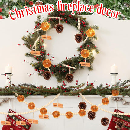 3 Pcs 15 ft Christmas Garland Dried Orange Slice Wooden Bead Garland Pine Cones Cinnamon Sticks Garland for Xmas Tree Ornaments Decoration Fireplace DIY Crafts Home Indoor Mantle Vase Fillers