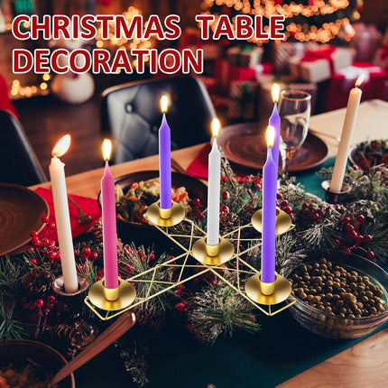 2 Pcs Christmas Advent Candle Wreath Ring Metal Candle Holder for Pillar Advent Candles Candle Sticks Rustic Candlesticks Holders for Xmas Table Centerpiece Decor Home(Thin,Cross)