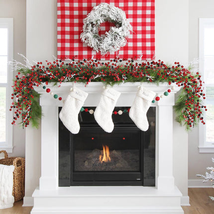 Artiflr 6FT Red Berry Christmas Garland with Red and Black Berry, Artificail Berry Garland Indoor Outdoor Garden Gate Hone Decoration for Winter Holiday Year Decor