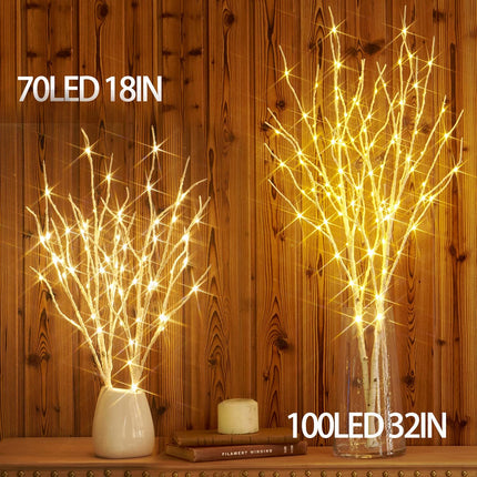Fudios Birch Branch Lights with Timer for vase 100 LED Lighted Willow Twig 32IN Tall Battery Operated Home Party Indoor Outdoor use