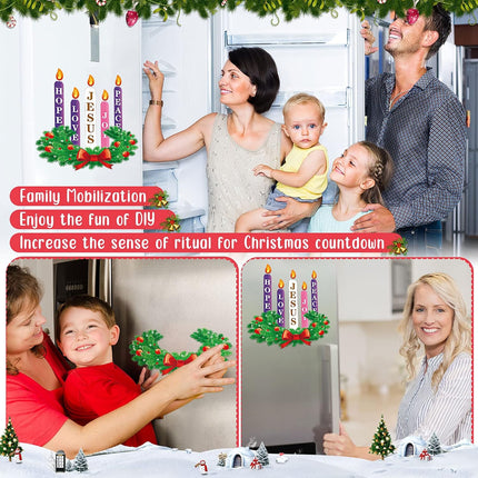 Frienda 6 Pieces Advent Candle Magnet Advent Wreath for Advent Wreath and Candles Magnetic Advent Wreath for Christmas Refrigerator Decoration