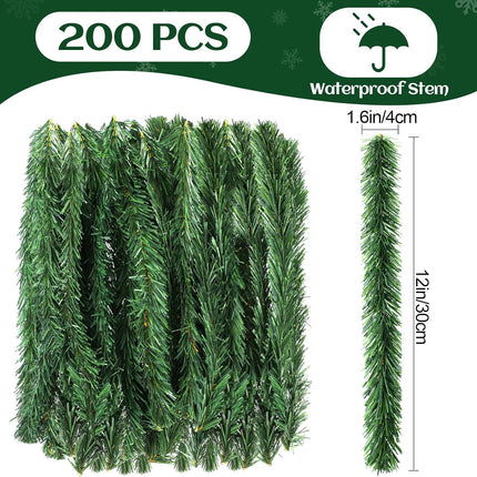 200 Pcs Christmas Garland Ties 12 Inch Christmas Garland Artificial Pine Garland Soft Green Garland for Christmas Holiday Craft Decorations Wrapping