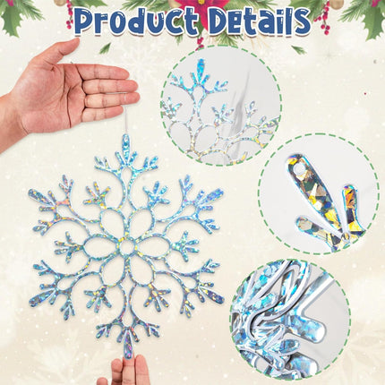 Winter Wonderland Frozen Birthday Party Decoration Large Snowflake Ornament Clearance- 6pcs 11.8”Large Iridescent Hanging Snowflakes Christmas Ornaments for Christmas Tree Outdoor Xmas Decor Supplies