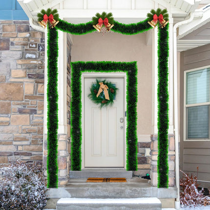 50 FT/15M Long Snowy Green Artificial Christmas Tinsel Garland Decorations DIY for Xmas Tree,Fireplace Mantel,Stairs Railing Outdoor Indoor Holiday Decor (White)