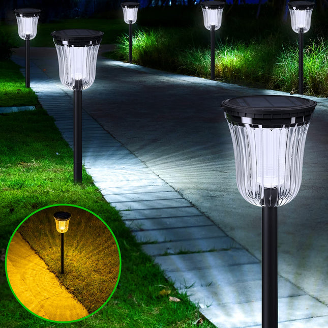 JSOT Garden Decoration Lights-6 Pack Solar Outdoor Landscape Path Lights IP65 Waterproof, Warm Christmas Solar Lights for Outside, Solar Walkway Light for Yard Garden, Lawn, Path, Driveway.