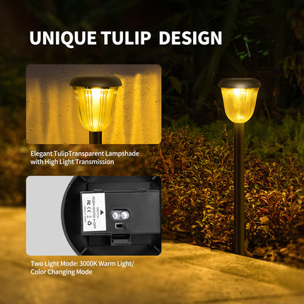 Waterproof Solar Pathway Lights Outdoor - 8 Pack Landscape Lights Solar Powered 2 Lighting Modes RGBW, Auto On/Off Solar Garden Lights for Outside, Yard, Patio Walkway Driveway